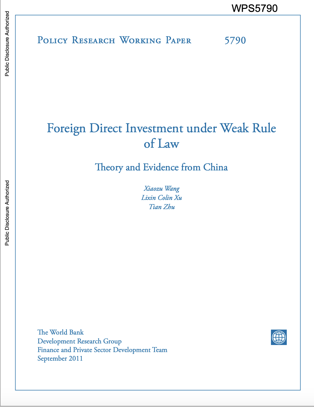 Foreign Direct Investment Under Weak Rule Of Law: Theory And Evidence From China